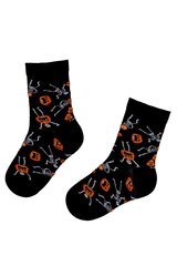 Детские хлопковые носки чёрного цвета с изображением скелетов и тыквенных фонарей на Хэллоуин JACK-O'-LANTERN цена и информация | Носки, колготки для девочек | pigu.lt