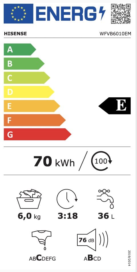 Hisense WFVB6010EM kaina ir informacija | Skalbimo mašinos | pigu.lt
