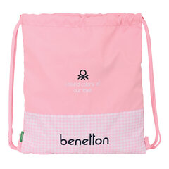Kuprinė su virvutėmis Benetton Vichy, 35 x 40 x 1 cm., rožinė kaina ir informacija | Kuprinės mokyklai, sportiniai maišeliai | pigu.lt
