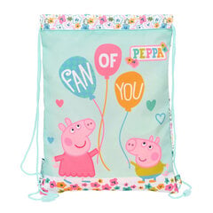 Сумка-рюкзак на веревках Peppa Pig Cosy corner, светло-синяя, 26 x 34 x 1 см цена и информация | Школьные рюкзаки, спортивные сумки | pigu.lt