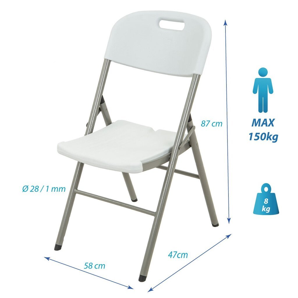Sulankstomos kėdės, 2 vnt, baltos цена и информация | Biuro kėdės | pigu.lt