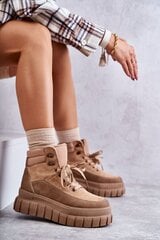 Patogūs batai ant platformos, smėlio spalvos цена и информация | Женские ботинки | pigu.lt