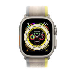 Apple Watch Ultra GPS + Cellular, 49mm Titanium Case ,Yellow/Beige Trail Loop - S/M MNHK3UL/A цена и информация | Смарт-часы (smartwatch) | pigu.lt