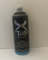 TAG graffiti purškiami dažai A001 juoda spalva, 400 ml kaina ir informacija | Dažai | pigu.lt