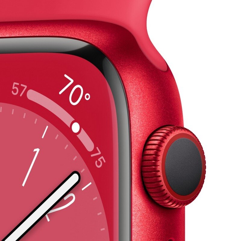Apple Watch Series 8 GPS + Cellular 41mm (PRODUCT)RED Aluminium Case ,(PRODUCT)RED Sport Band - MNJ23EL/A LV-EE kaina ir informacija | Išmanieji laikrodžiai (smartwatch) | pigu.lt