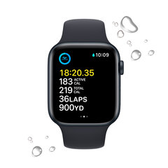 Apple Watch SE2nd Gen GPS 44mm Midnight Aluminium Case ,Midnight Sport Band - MNK03EL/A kaina ir informacija | Išmanieji laikrodžiai (smartwatch) | pigu.lt