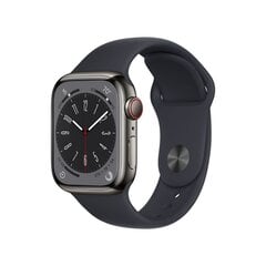 Apple Watch Series 8 GPS + Cellular 41mm Graphite Stainless Steel Case ,Midnight Sport Band - MNJJ3EL/A LV-EE kaina ir informacija | Apple Išmanieji laikrodžiai, apyrankės | pigu.lt