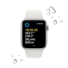 Apple Watch SE GPS 44мм Silver Aluminium Case with White Sport Band - Regular 2nd Gen - MNK23EL/A цена и информация | Смарт-часы (smartwatch) | pigu.lt