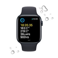 Apple Watch SE GPS + Cellular 44мм Midnight Aluminium Case with Midnight Sport Band - Regular 2nd Gen - MNPY3EL/A цена и информация | Смарт-часы (smartwatch) | pigu.lt