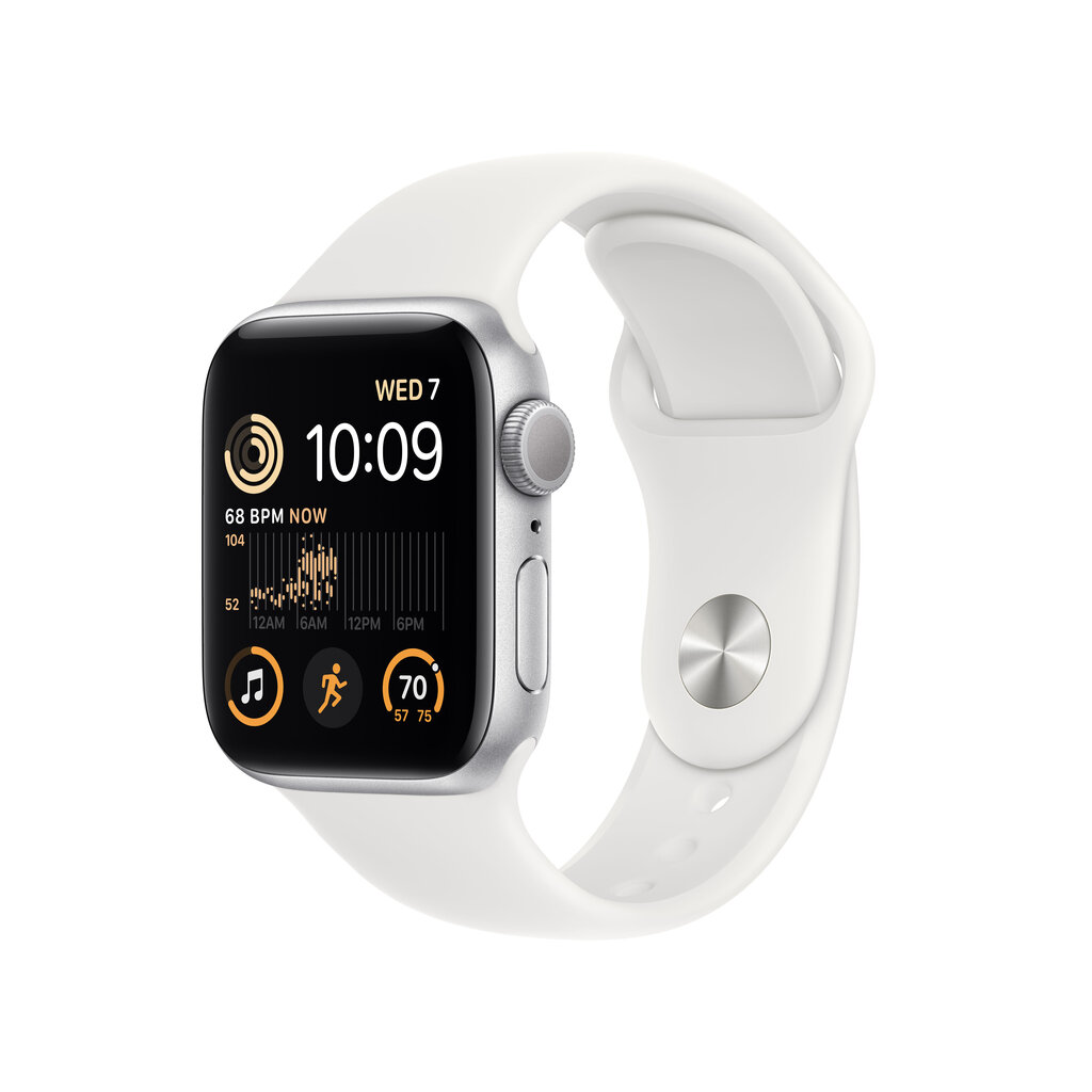 Apple Watch SE GPS + Cellular 44mm Silver Aluminium Case with White Sport Band - Regular 2nd Gen - MNQ23EL/A kaina ir informacija | Išmanieji laikrodžiai (smartwatch) | pigu.lt