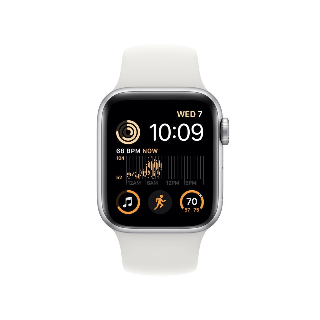 Apple Watch SE GPS + Cellular 44mm Silver Aluminium Case with White Sport Band - Regular 2nd Gen - MNQ23EL/A kaina ir informacija | Išmanieji laikrodžiai (smartwatch) | pigu.lt