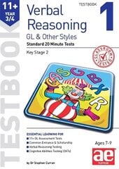11plus Verbal Reasoning Year 3/4 GL & Other Styles Testbook 1: Standard 20 Minute Tests kaina ir informacija | Knygos paaugliams ir jaunimui | pigu.lt