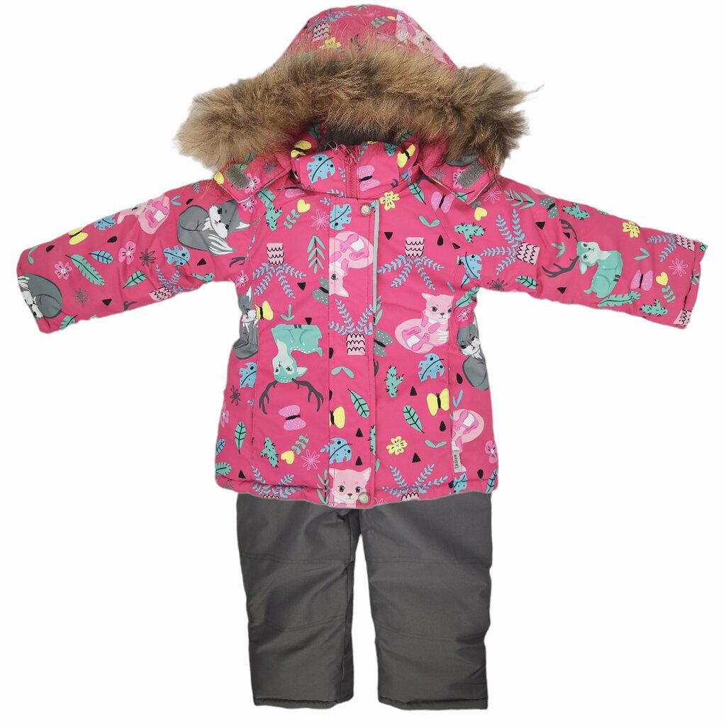 Žieminis kombinezonas mergaitėms su žvėreliais kaina ir informacija | Žiemos drabužiai vaikams | pigu.lt