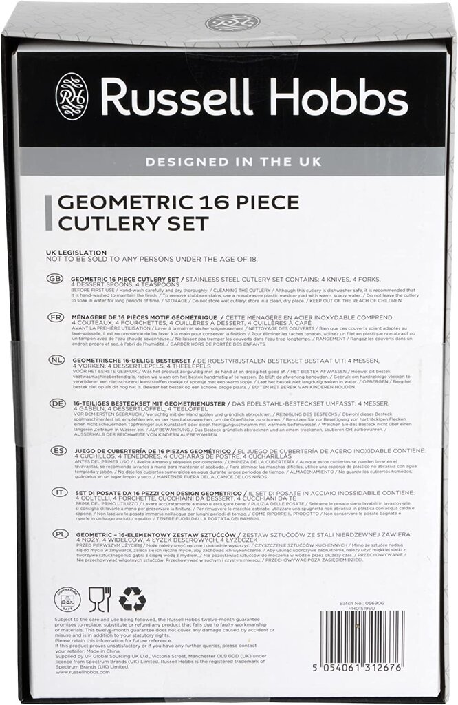Russell Hobbs stalo įrankių rinkinys Geometric, 16 dalių цена и информация | Stalo įrankiai | pigu.lt