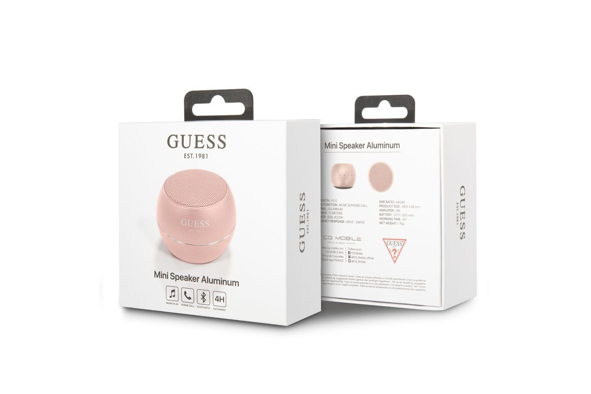 Guess Mini Bluetooth Speaker, rožinė kaina ir informacija | Garso kolonėlės | pigu.lt