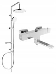 Vonios-dušo sistema su termostatiniu maišytuvu Mexen Erik Cube 2, Chrome kaina ir informacija | Dušo komplektai ir panelės | pigu.lt