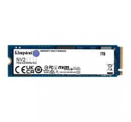 SSD|KINGSTON|NV2|1TB|M.2|PCIE|NVMe|Write speed 2100 MBytes/sec|Read speed 3500 MBytes/sec|2.2mm|TBW 320 TB|MTBF 1500000 hours|SNV2S/1000G цена и информация | Контроллеры | pigu.lt