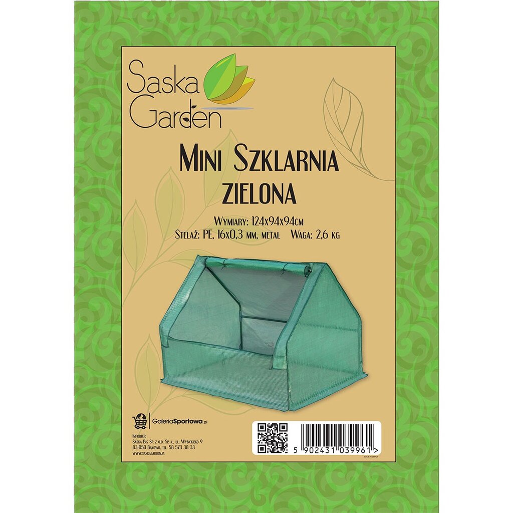 Mini šiltnamis Saska Garden, 124x94x94 cm, žalias kaina ir informacija | Šiltnamiai | pigu.lt