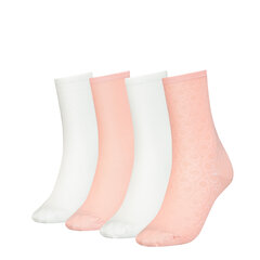 Kojinės moterims Calvin Klein 49069, baltos/rožinės, 4 poros цена и информация | Женские носки | pigu.lt