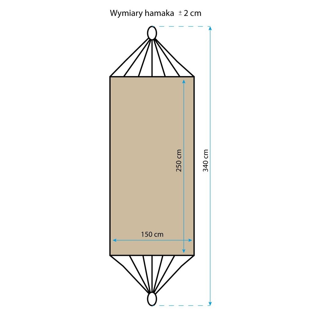 Dvivietis sodo hamakas - Royokamp XXL, 250x150 kaina ir informacija | Hamakai | pigu.lt