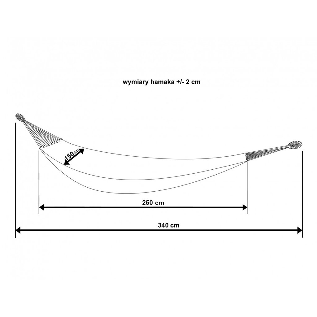 Dvivietis sodo hamakas - Royokamp XXL, 250x150 kaina ir informacija | Hamakai | pigu.lt