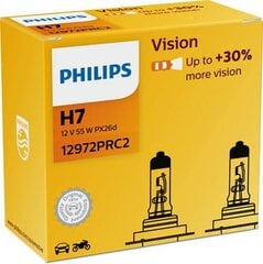 Philips lemputė H7 12V 55W PX26d Vision +30%, DUO, 12972PRC2 цена и информация | Автомобильные лампочки | pigu.lt