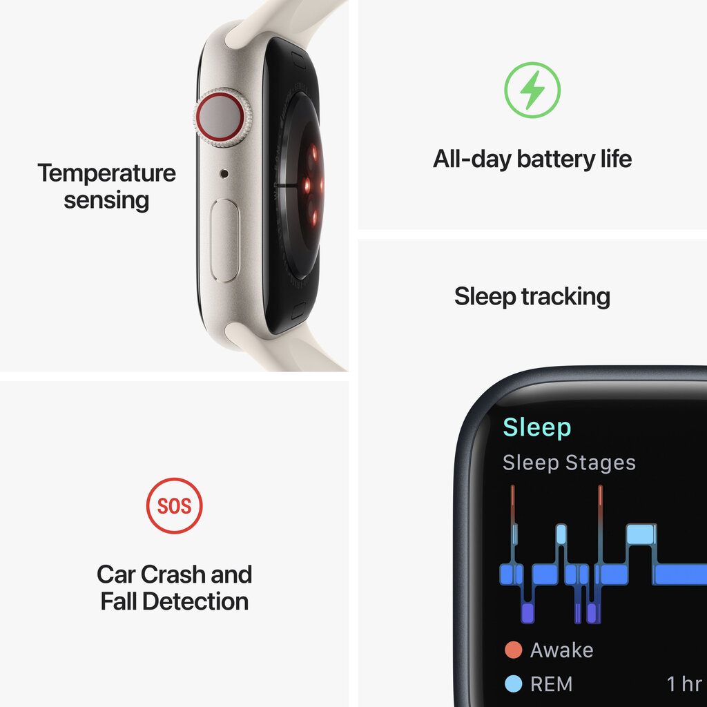 Apple Watch Series 8 GPS + Cellular 45mm Graphite Stainless Steel Case ,Midnight Sport Band - MNKU3EL/A LV-EE цена и информация | Išmanieji laikrodžiai (smartwatch) | pigu.lt