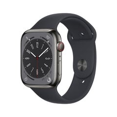 Apple Watch Series 8 GPS + Cellular 45мм Graphite Stainless Steel Case ,Midnight Sport Band - MNKU3EL/A LV-EE цена и информация | Смарт-часы (smartwatch) | pigu.lt