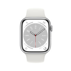 Apple Watch Series 8 GPS + Cellular 45mm Silver Aluminium Case ,White Sport Band - MP4J3EL/A LV-EE kaina ir informacija | Išmanieji laikrodžiai (smartwatch) | pigu.lt