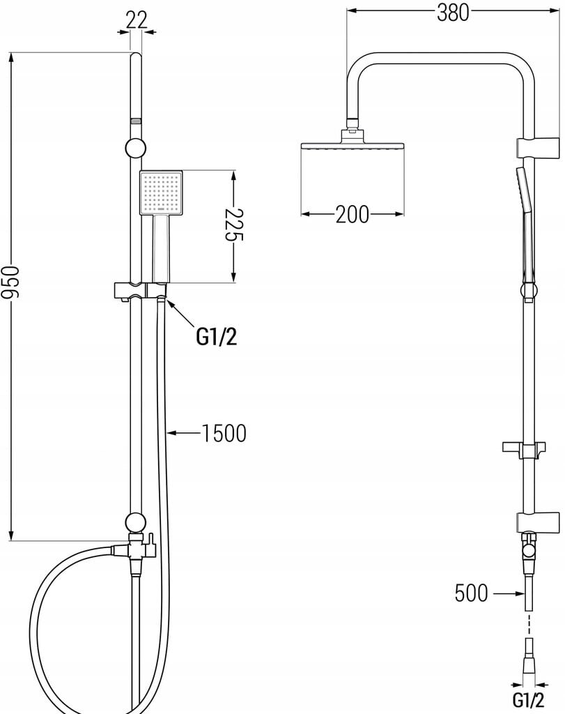 Vonios-dušo sistema su termostatiniu maišytuvu Mexen Tord Nox, Chrome kaina ir informacija | Dušo komplektai ir panelės | pigu.lt
