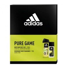 Набор для мужчин Adidas Pure Game: парфюмерный спрей для тела, 75 мл + гель для душа, 250 мл цена и информация | Мужская парфюмированная косметика | pigu.lt