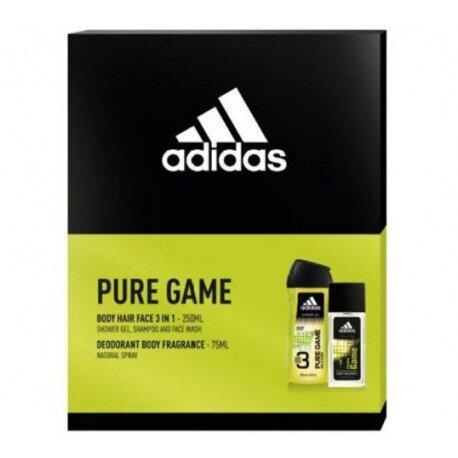 Rinkinys vyrams Adidas Pure Game: parfumuotas kūno purškiklis, 75 ml + dušo želė, 250 ml kaina ir informacija | Parfumuota kosmetika vyrams | pigu.lt