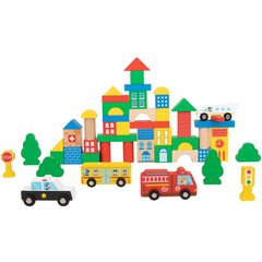 Деревянные блоки Tooky Toy City, 50 шт. цена и информация | Конструкторы и кубики | pigu.lt