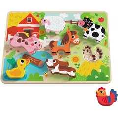 Деревянный пазл Tooky Toy, животные на ферме цена и информация | Игрушки для малышей | pigu.lt