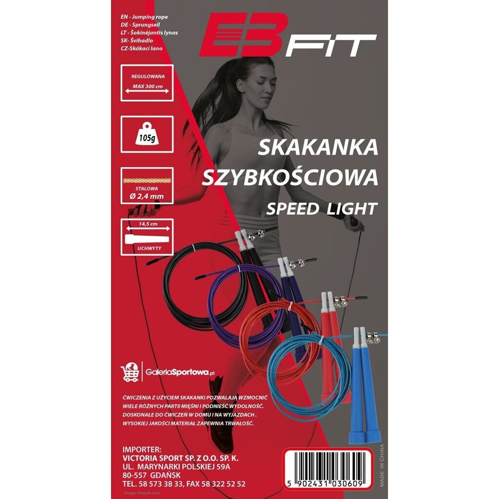 Šokdynė EB Fit Speed Light, 300 cm, juoda kaina ir informacija | Šokdynės | pigu.lt