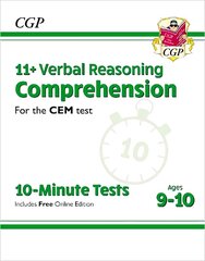 11+ Verbal Reasoning Comprehension: for the CEM Test (Ages 9-10) kaina ir informacija | Knygos paaugliams ir jaunimui | pigu.lt