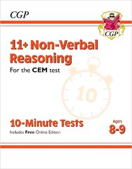 11plus CEM 10-Minute Tests: Non-Verbal Reasoning - Ages 8-9 (with Online Edition) цена и информация | Развивающие книги | pigu.lt