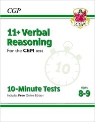 11plus CEM 10-Minute Tests: Verbal Reasoning - Ages 8-9 (with Online Edition) цена и информация | Развивающие книги | pigu.lt