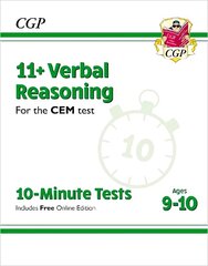 11plus CEM 10-Minute Tests: Verbal Reasoning - Ages 9-10 (with Online Edition) цена и информация | Развивающие книги | pigu.lt