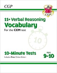 11plus CEM 10-Minute Tests: Verbal Reasoning Vocabulary - Ages 9-10 (with   Online Edition) цена и информация | Развивающие книги | pigu.lt