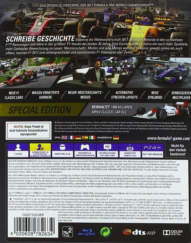 F1 2017 Special Edition, PlayStation 4 kaina ir informacija | Kompiuteriniai žaidimai | pigu.lt