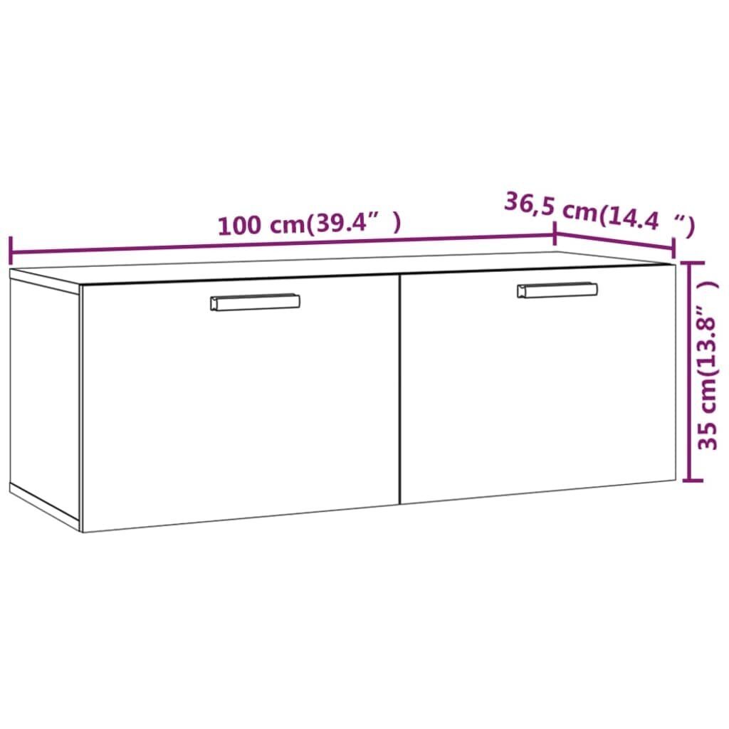 Sieninė spintelė, Apdirbta mediena, 100x36,5x35cm, juoda kaina ir informacija | Svetainės spintelės | pigu.lt
