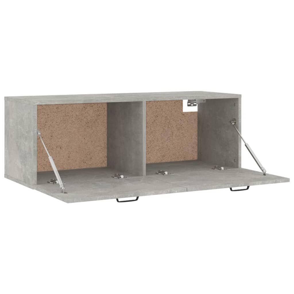 Sieninė spintelė, Apdirbta mediena, 100x36,5x35cm, betono pilka kaina ir informacija | Svetainės spintelės | pigu.lt
