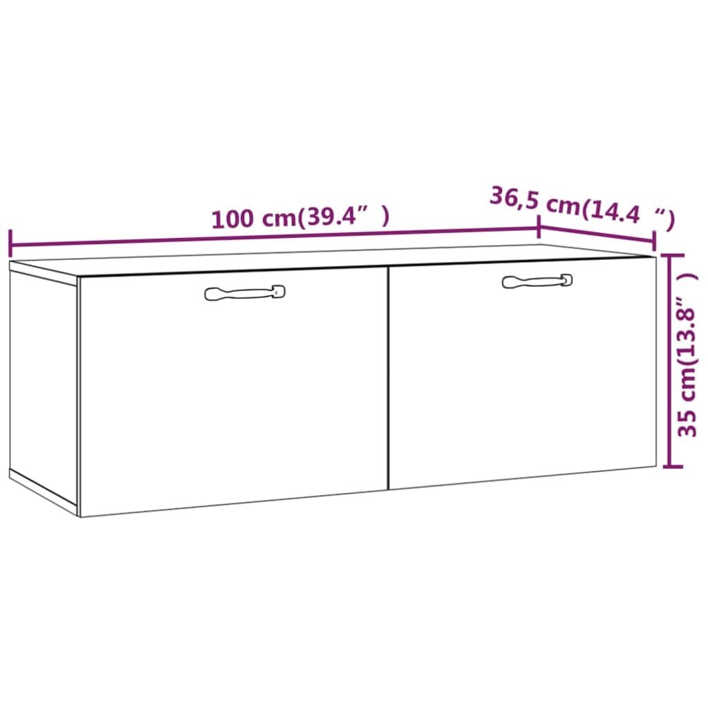 Sieninė spintelė, Apdirbta mediena, 100x36,5x35cm, ruda ąžuolo spalva цена и информация | Svetainės spintelės | pigu.lt