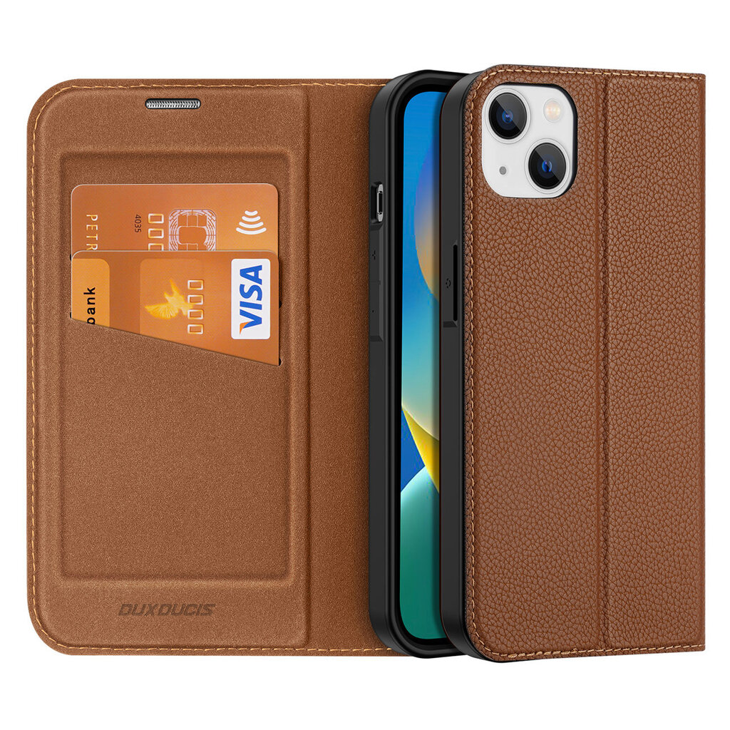 Dux Ducis Skin X2 iPhone 14 Max with magnetic flap brown цена и информация | Telefono dėklai | pigu.lt