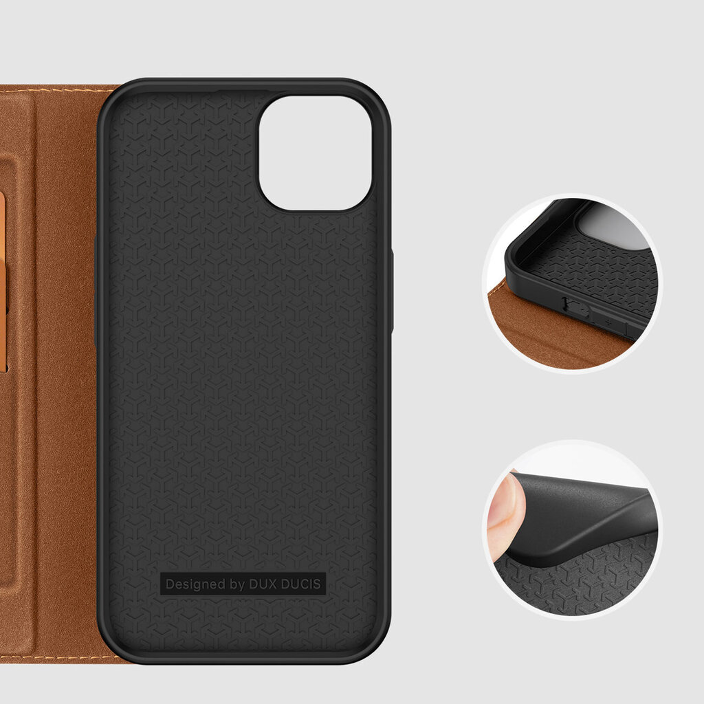 Dux Ducis Skin X2 iPhone 14 Max with magnetic flap brown цена и информация | Telefono dėklai | pigu.lt