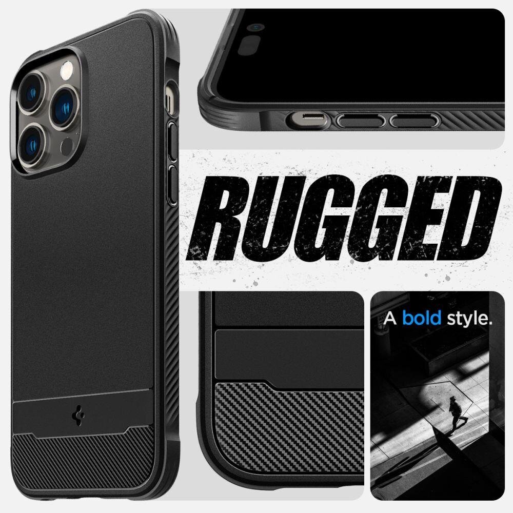 Spigen Rugged Armor iPhone 14 Pro Max Black kaina ir informacija | Telefono dėklai | pigu.lt