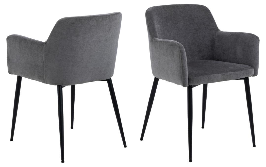 2-jų valgomojo kėdžių komplektas Karen, pilka kaina ir informacija | Virtuvės ir valgomojo kėdės | pigu.lt