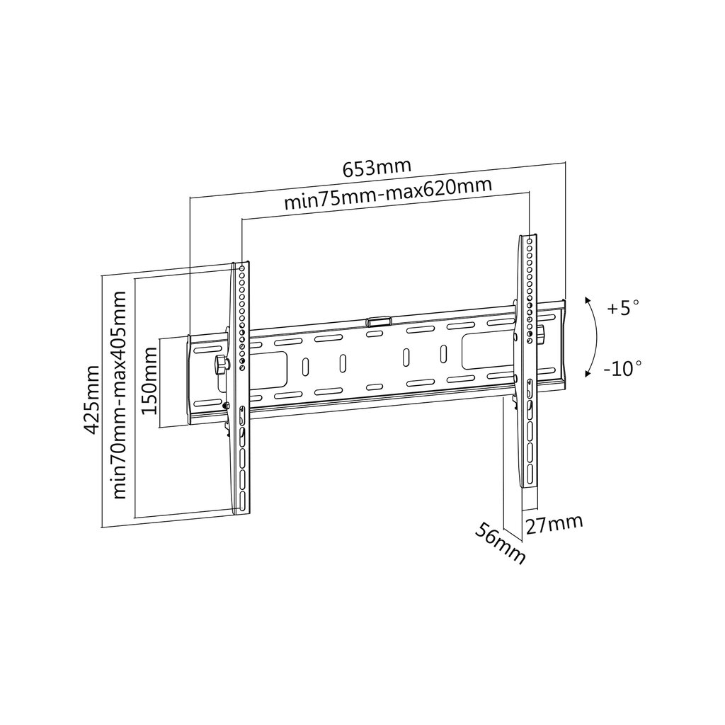 Cabletech UCH0186 37-70" цена и информация | Televizorių laikikliai, tvirtinimai | pigu.lt