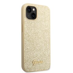 Guess PC/TPU Glitter Flakes Metal Logo Case для iPhone 14 Gold цена и информация | Чехлы для телефонов | pigu.lt